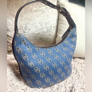 Dooney & Bourke Blue Denim Bucket Shoulder Bag with Crystal Bling Authentic